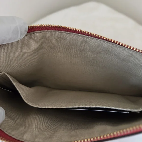 COACH NY Leather Zippered Pouch Clutch Tablet Sleeve Scarlet Red NWT - Picture 6 of 15